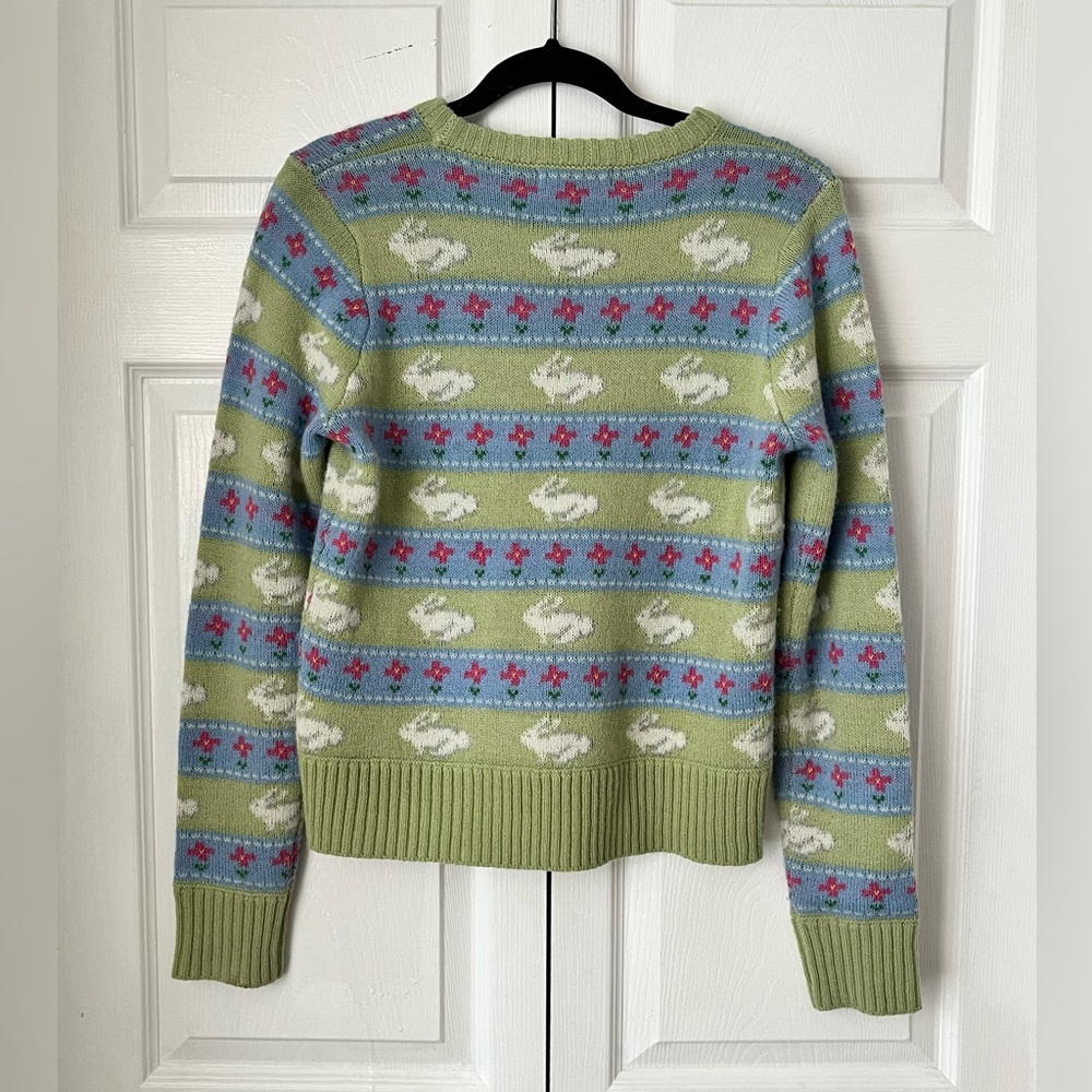 Kiel James Patrick - Wool Blend Easter Bunny Crewneck Sweater Green, Blue & Pink